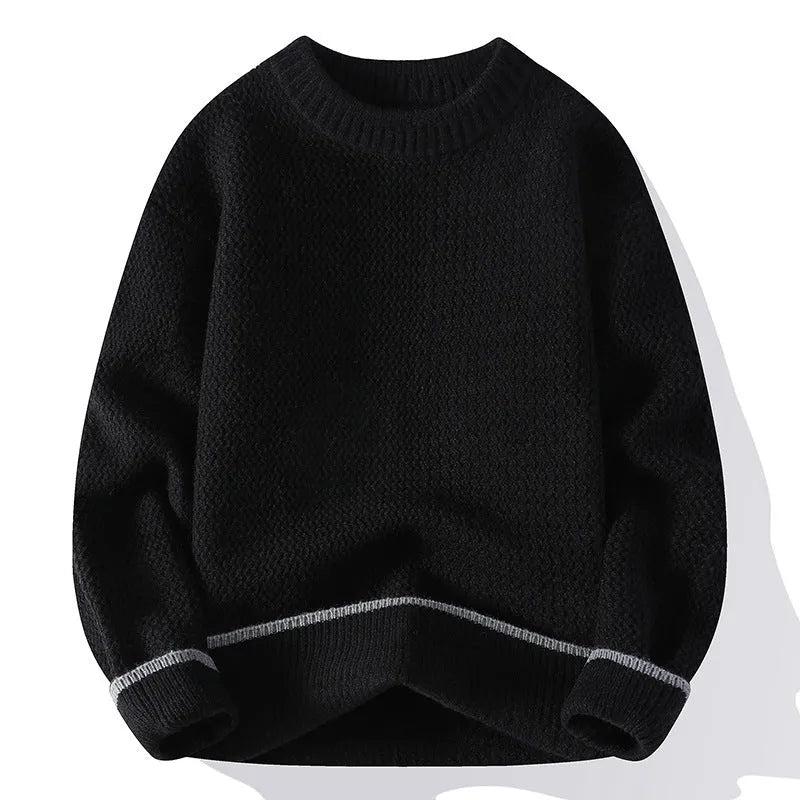 Men's loose fit pullover sweater in chemical fibre blend for autumn wear
