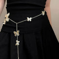 Gold or silver alloy butterfly waist chain measuring 104cm in length.