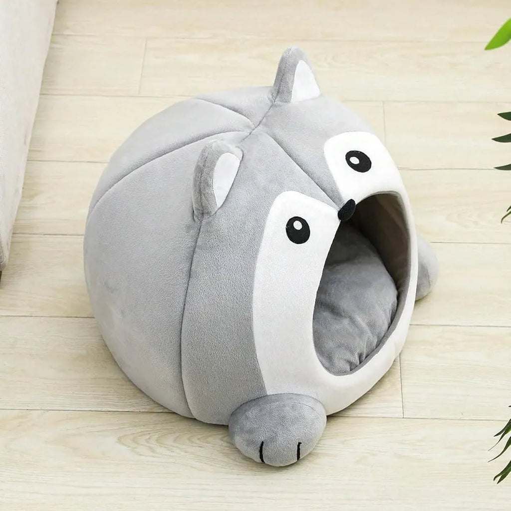 Indoor Fox-shaped Cat Bed with Hole and Removable Cushion for Dogs and Cats in Cloth Material Available in S M L Sizes Pet Cushion
