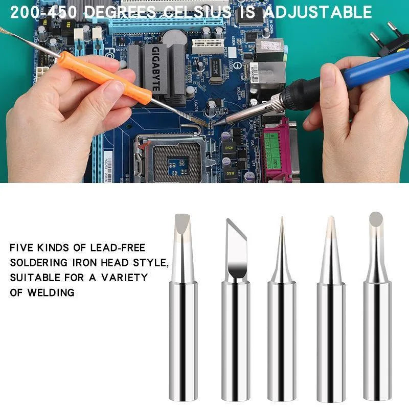 Adjustable temperature soldering iron 60W ceramic core with pointed tip, 110-220V