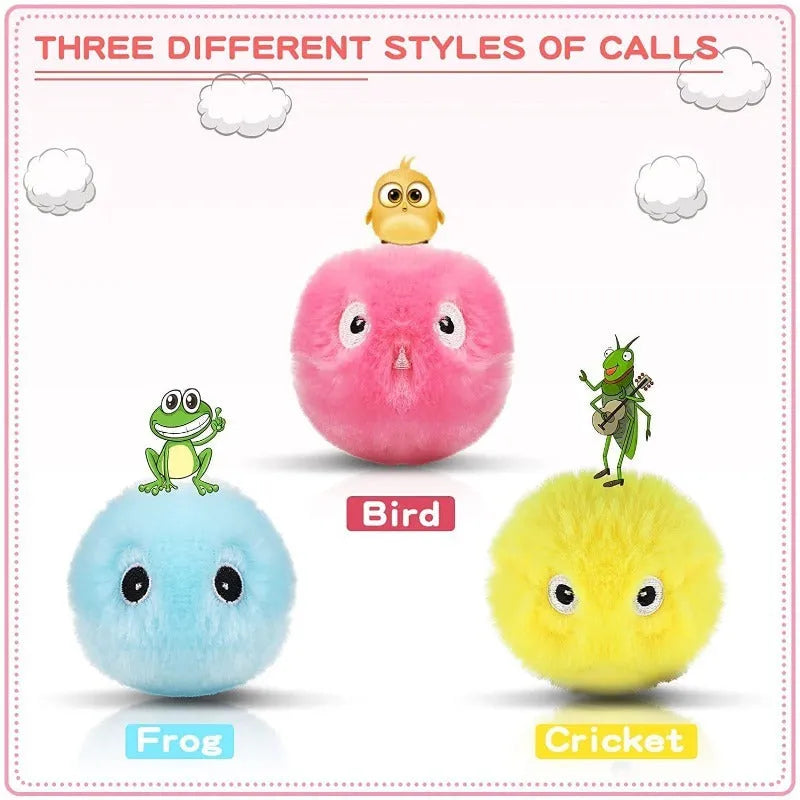 55mm interactive pet toy ball in blue, pink or yellow with animal sounds and gravity sensor