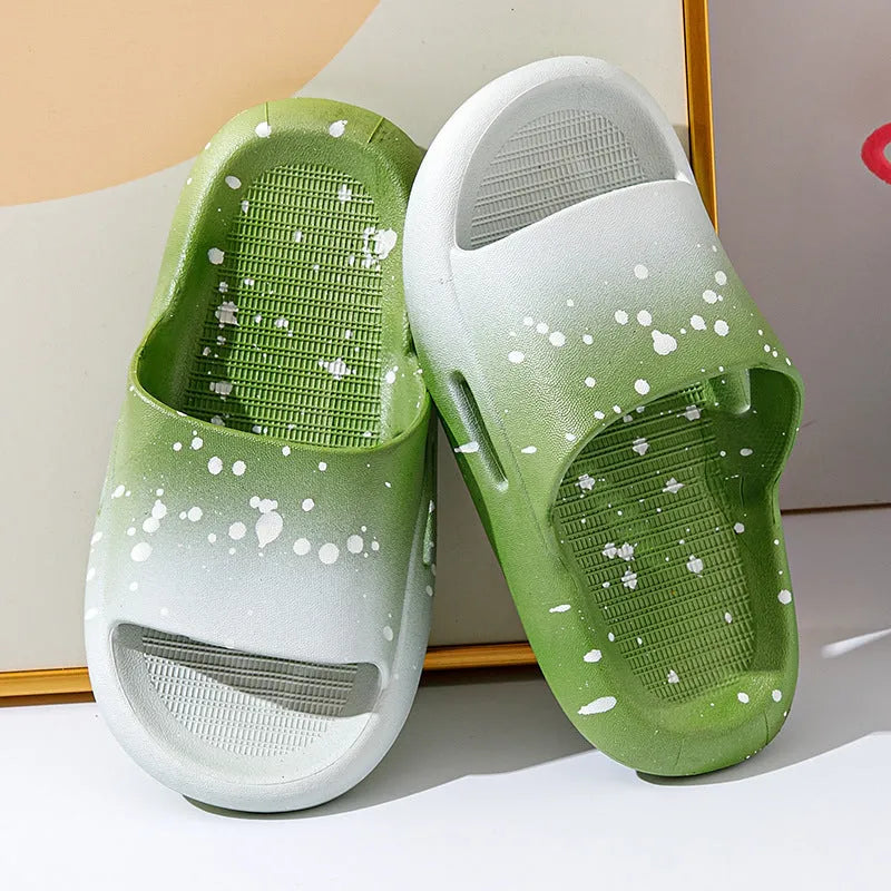 Gradient colour PVC summer slippers for children with breathable non-slip design