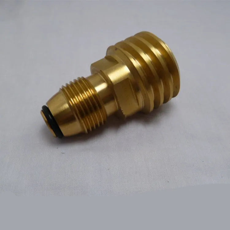 Brass gas brazier adapter with taper external thread and gold finish