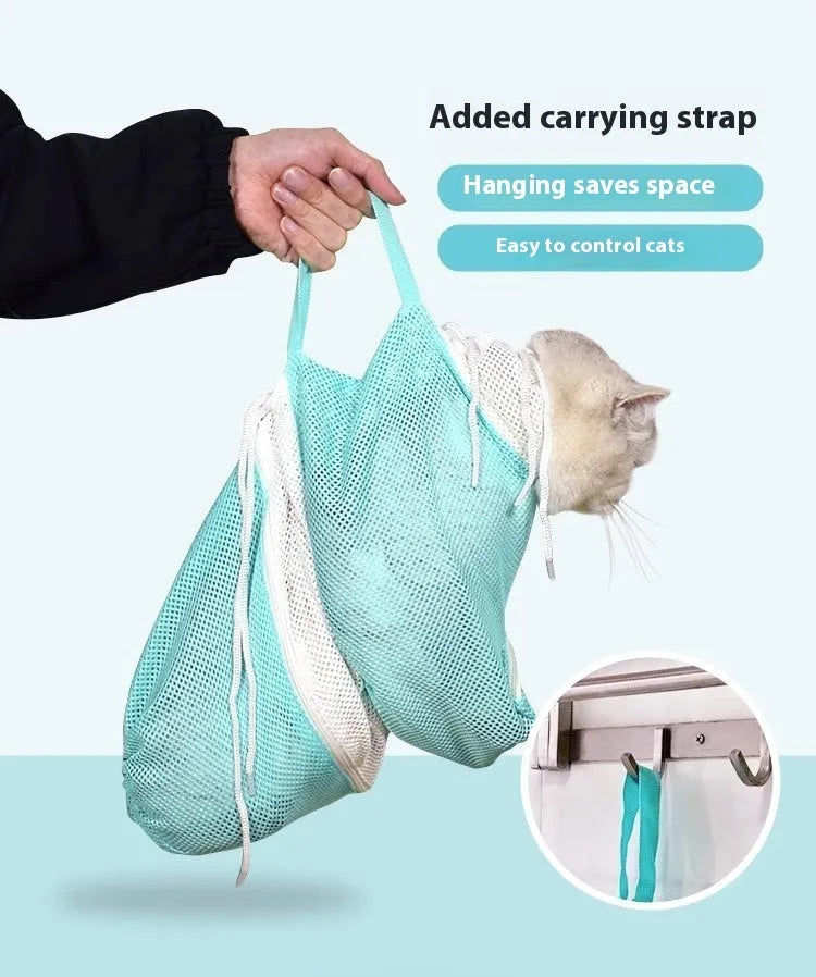 Upgraded fifth generation cat grooming bag in grey white colour with detachable design