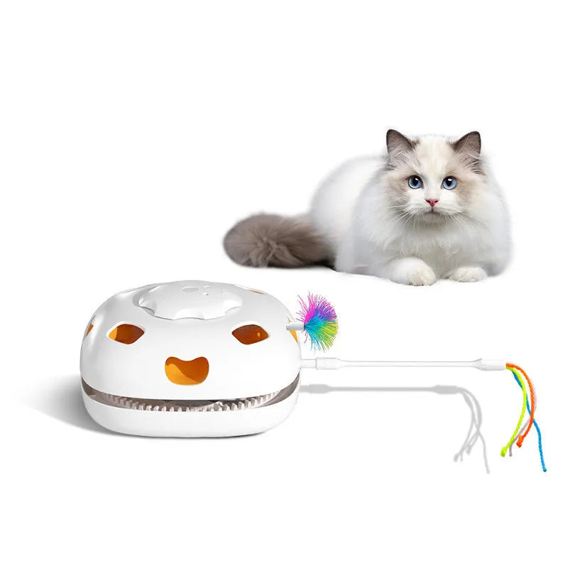 Self-Hi Relief interactive cat teaser toy with rotating feather on plastic base