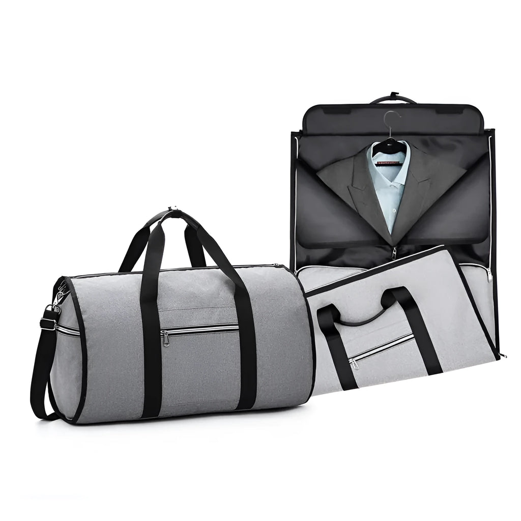 Medium cylinder travel bag in black with waterproof Oxford cloth and zipper pocket