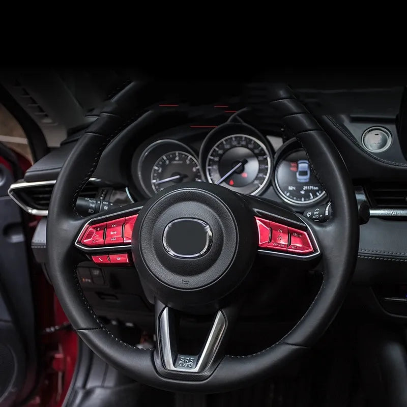 Aluminium alloy car interior decorative stickers pack with steering wheel buttons and trim options