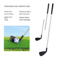 Metal golf practice club shown in two colour options: adult club and children's club for outdoor sports.