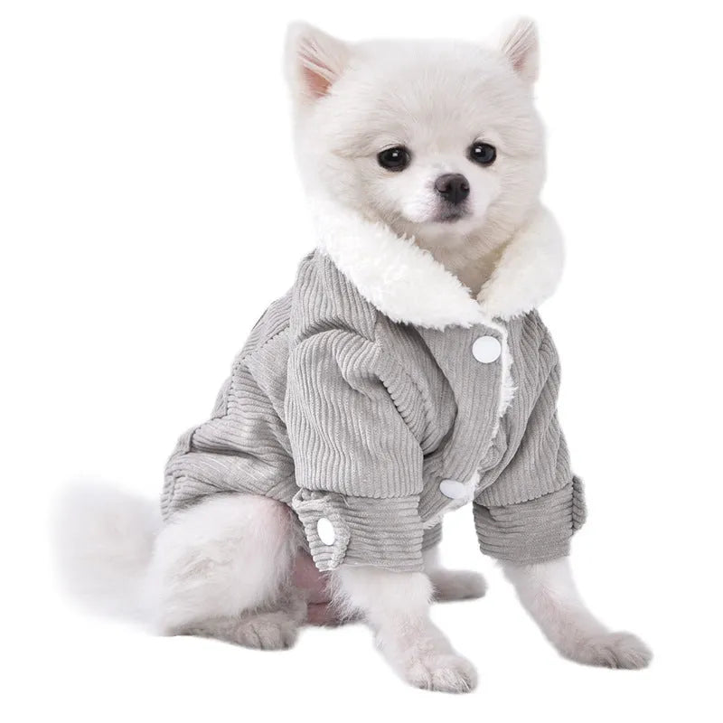 Lambswool grey padded dog vest with wool lining for winter warmth