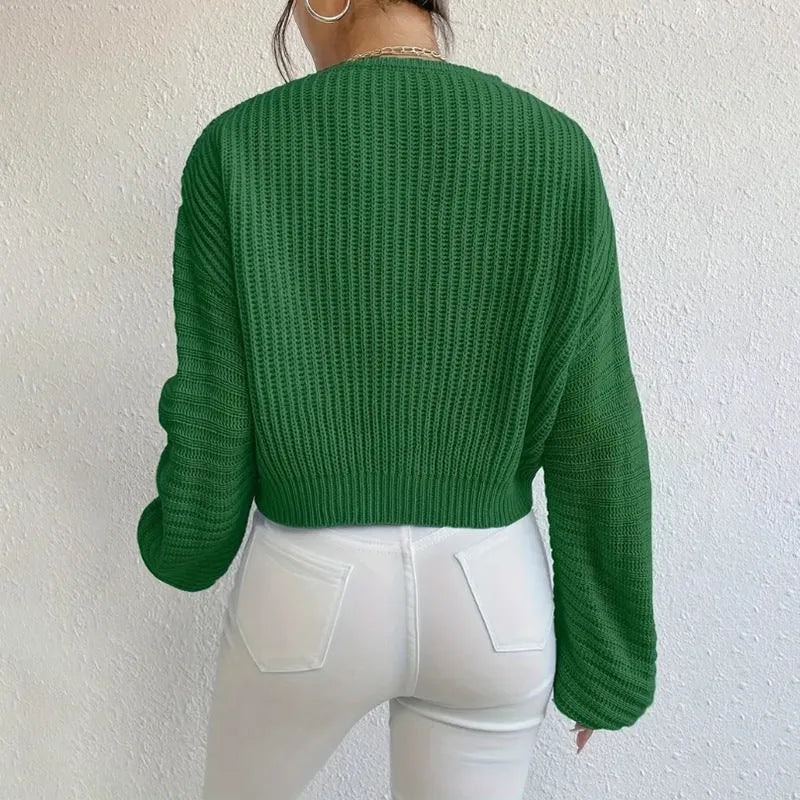 Women's solid colour long sleeve polyester pullover jumper in regular fit, shown in available colours.