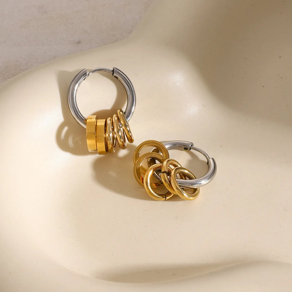 Stainless steel electroplated earrings with colour matching in ins style design for unisex wear