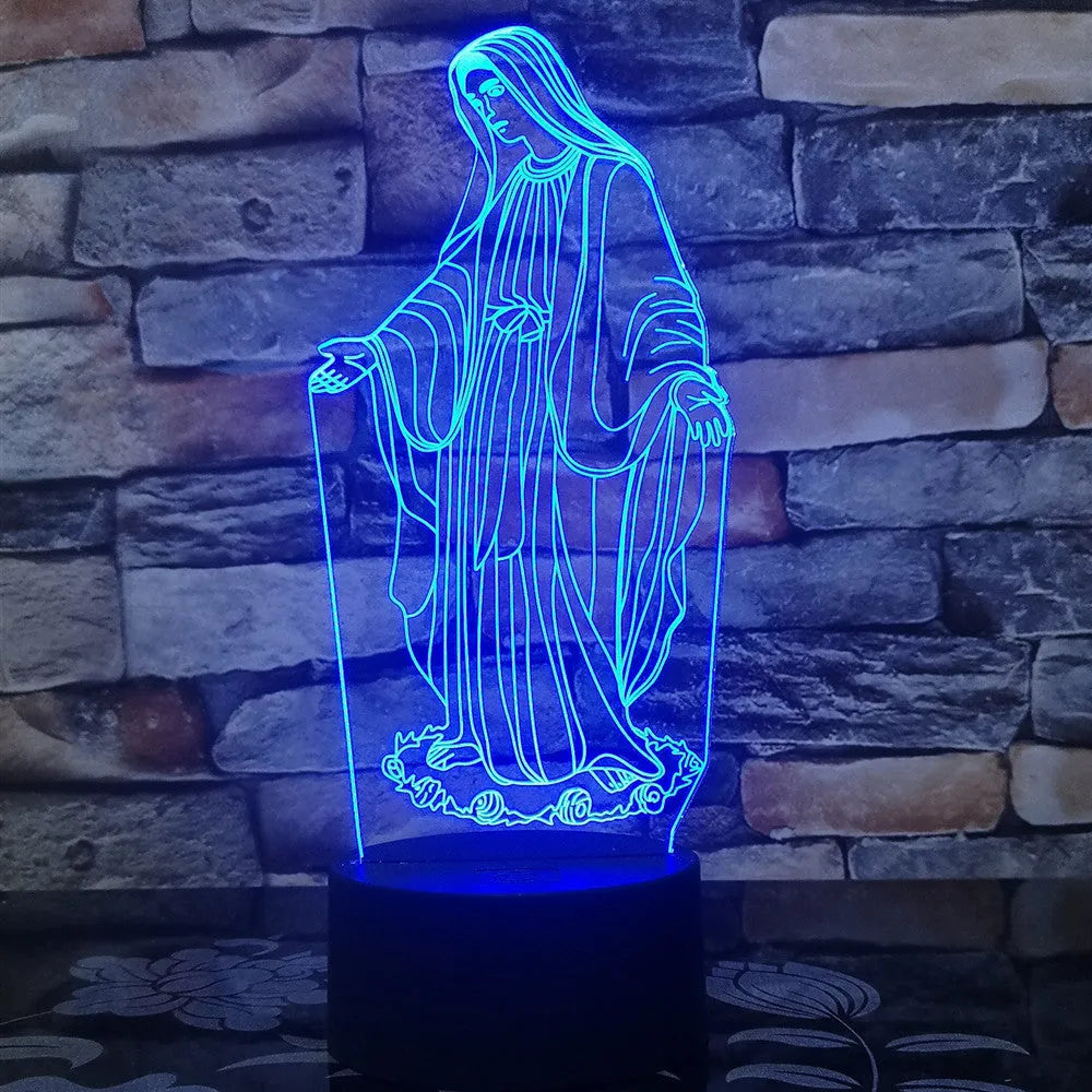 3D stereoscopic dual-ring LED night light with colour changing effects on an ABS base.
