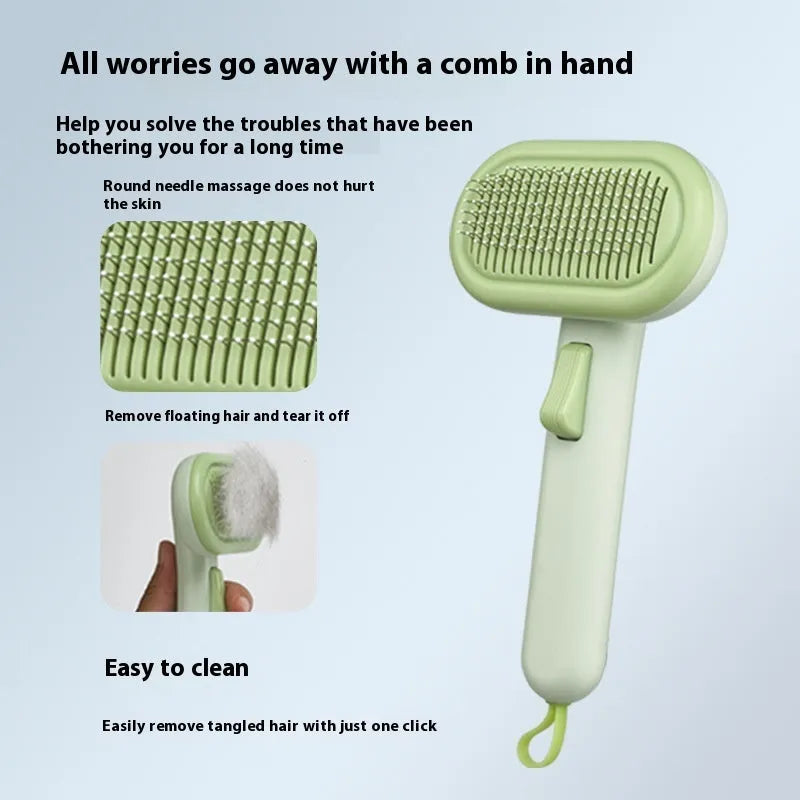 Large pet grooming comb for cats and dogs with integrated shaver and knot remover in light grey colour