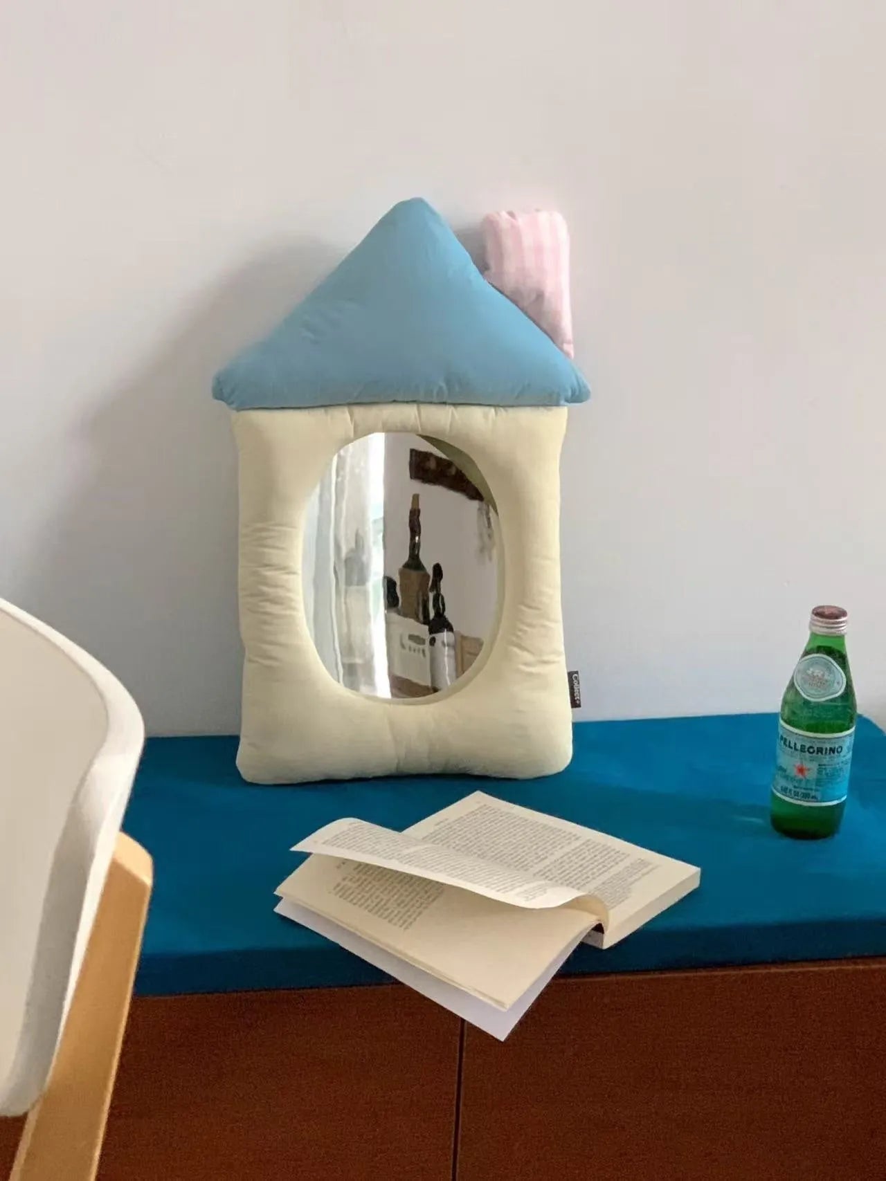 Korean-style decorative mirror with soft pillow border in Apple colour