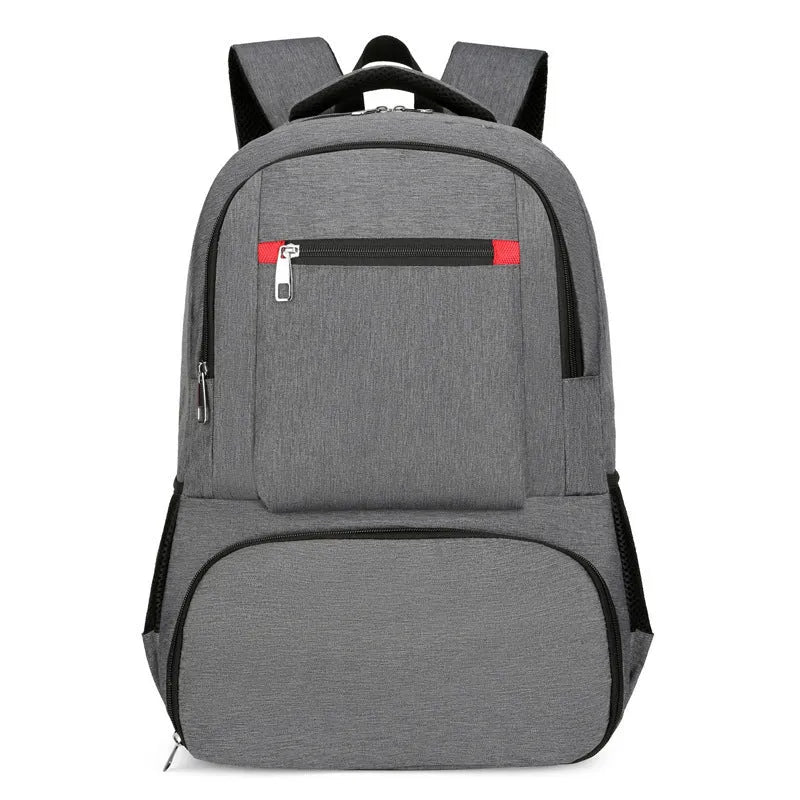 Light grey Oxford cloth insulated backpack with curved shoulder straps and dry-wet separation compartment