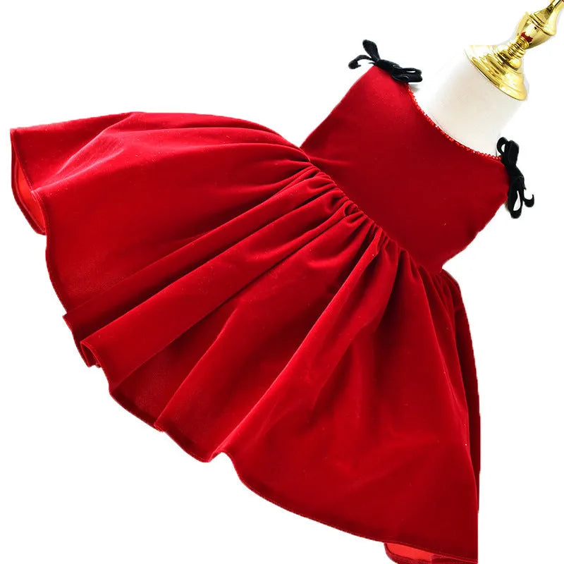 Wine red girls princess tutu dress linen fabric full skirt for height 80-160cm