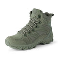 Men's PU combat boots in army green colour for outdoor hiking and camping