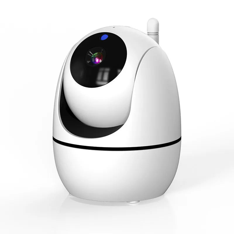 White HD wireless baby monitor with 5-inch screen showing baby room temperature display