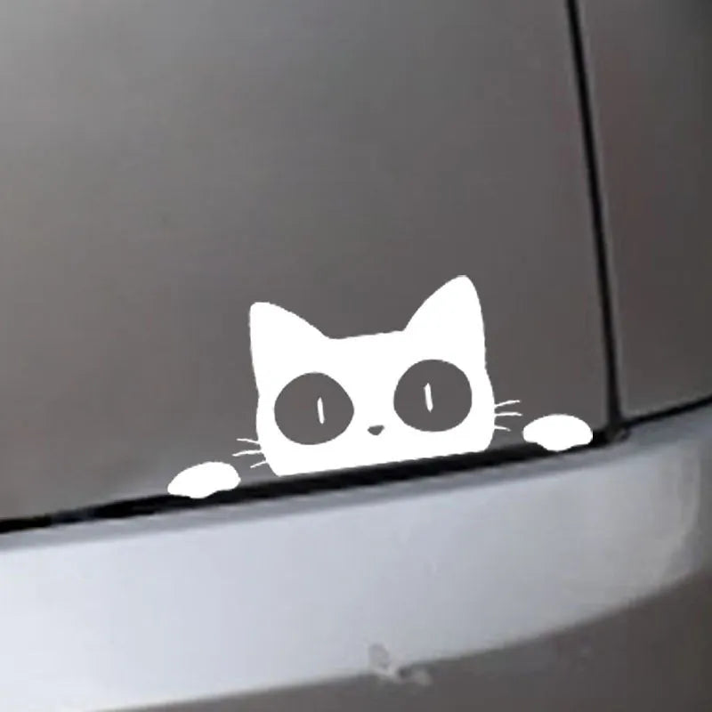Foreign trade car sticker voyeur cat design in PET material, 13 x 5.7 cm, black colour option