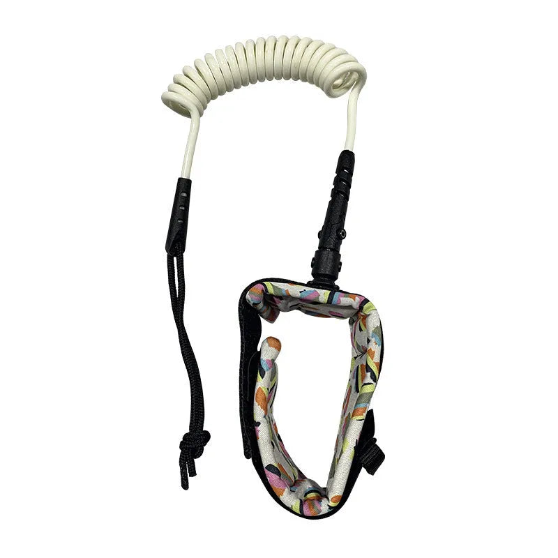 Surfboard hand holding rope with wrist loop and board attachment, high elasticity grey cord