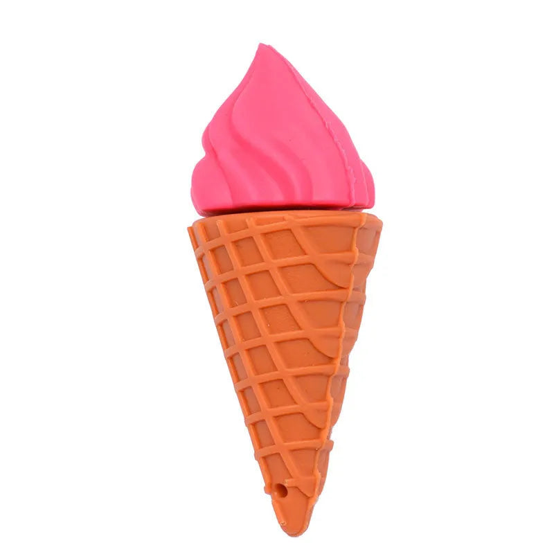 Mini ice cream shaped USB flash drive in pink colour on a white background