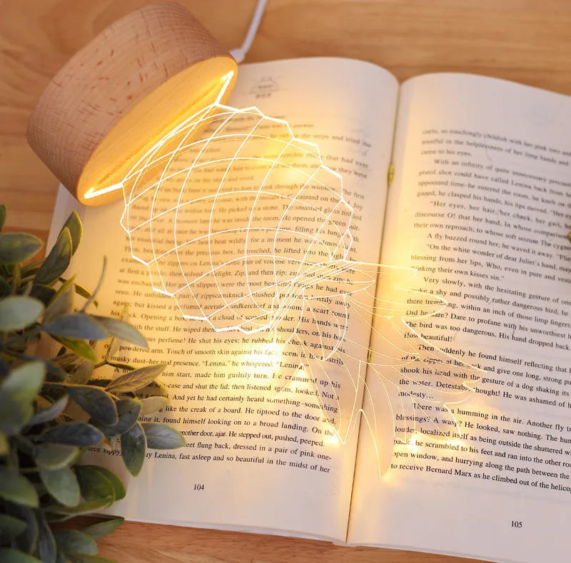 Cartoon pineapple shaped bedside table lamp with wood base and acrylic top, showing dimmer controls