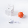 Orange smart bouncing silicone ball toy for cats 4.2cm diameter with USB rechargeable port