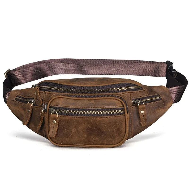 Leather shoulder messenger bag in retro style with adjustable crossbody strap