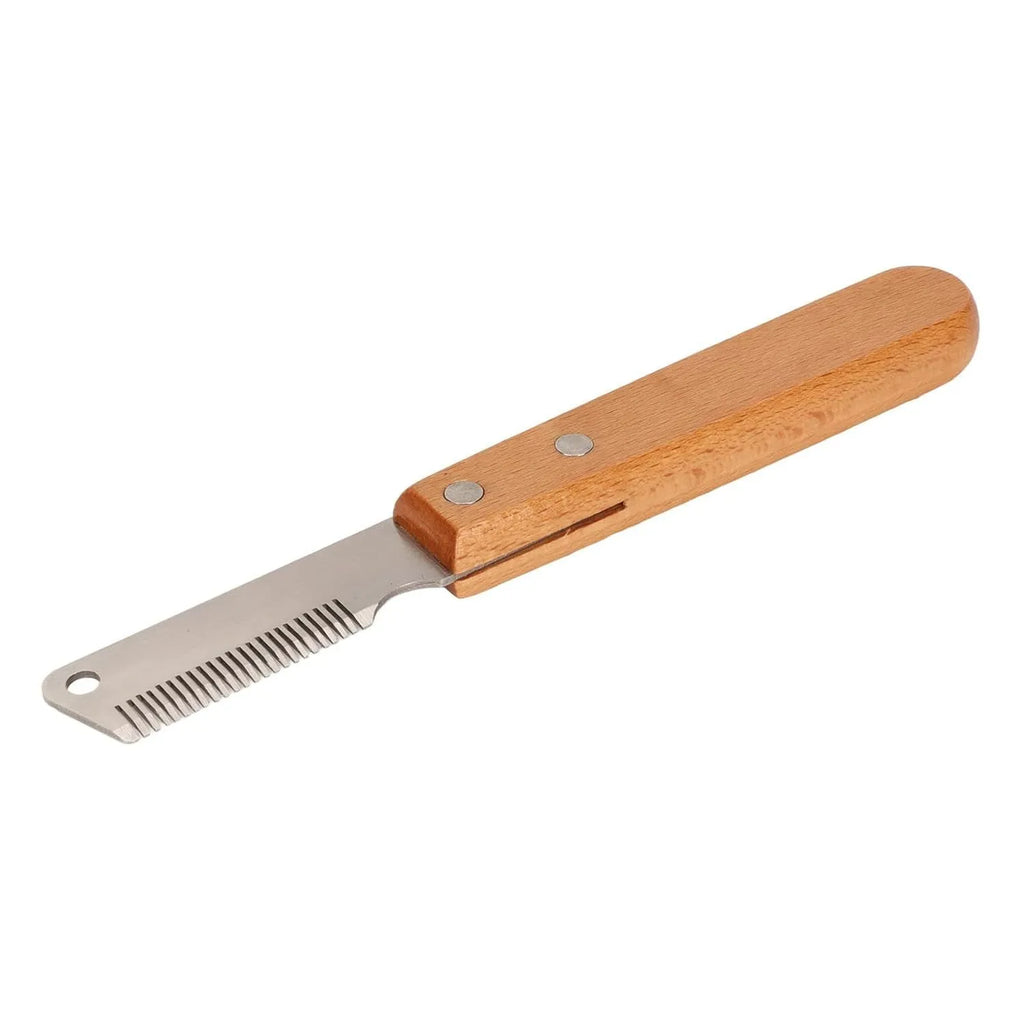 Pet stripping comb and grooming knife with wood handle for dogs and cats