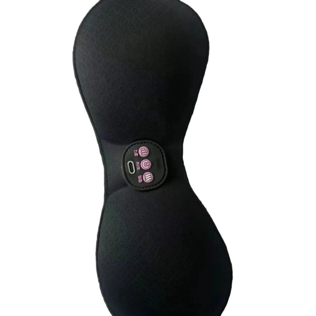 Black electric massage chest paste stickers with three-key English control liner for vibration massage.