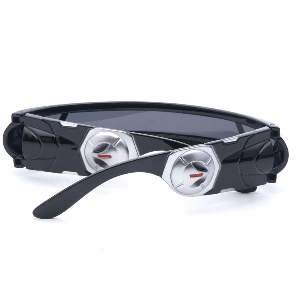 Black polarised sports sunglasses with a choice of Blue Mercury, Grey Sheet, or Red Mercury colour film lenses.