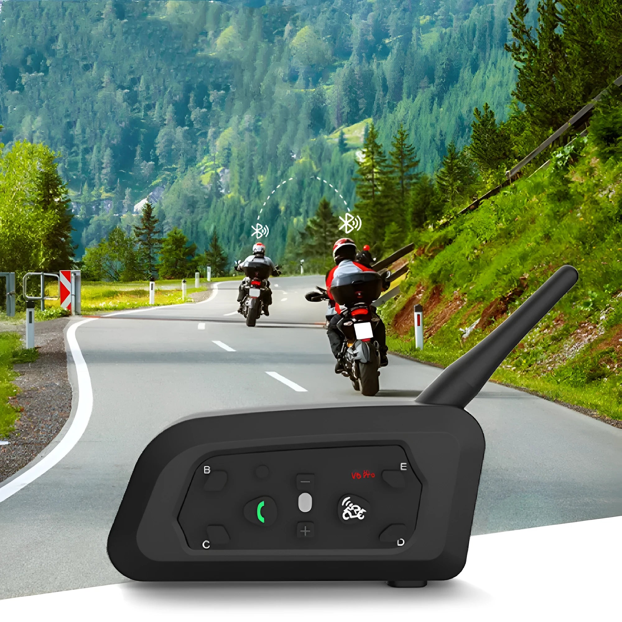 V6 Pro motorcycle helmet Bluetooth intercom unit with headphones and mounting accessories