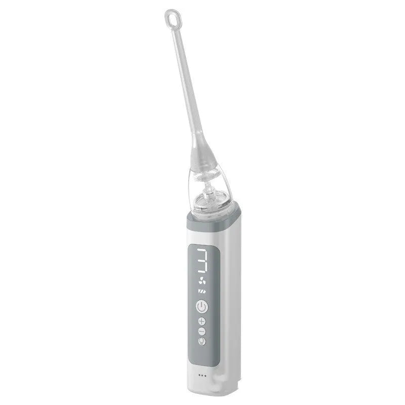 Milky white tonsil stone extractor oral cleaning tool with complete dental hygiene components