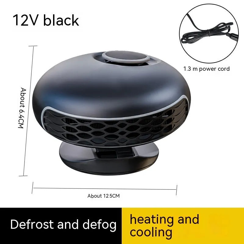Black car warm air blower heater for windscreen defrosting with 130cm cable