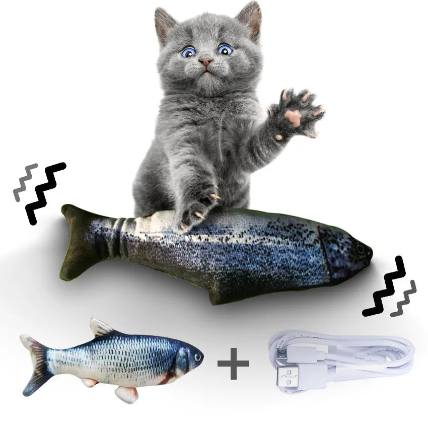 30cm long multicolour electric jumping fish simulation cat toy with USB cable