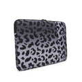Leopard print laptop sleeve for 13-inch to 16-inch computers with flannel lining