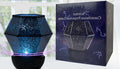 Children's rotating stars LED night light projecting coloured star patterns on bedroom wall