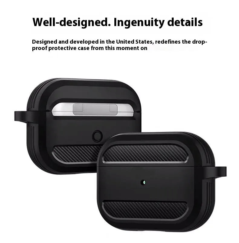 Carbon fibre patterned TPU protective case for AirPods in apple green colour