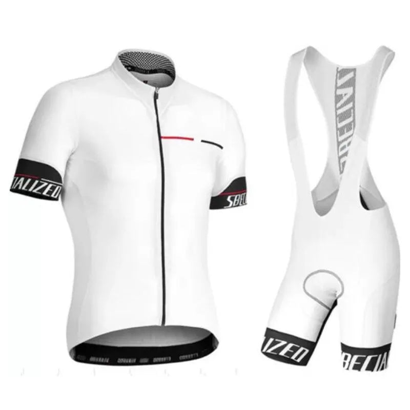 Summer men's mountain bike jersey suit with gel pad, polyester lycra fabric, 7 colours, XS to 4XL sizes