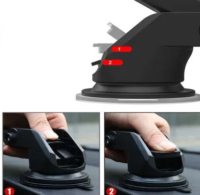 Universal car phone bracket with telescopic long rod mounted on vehicle dashboard