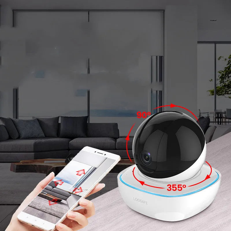 Wireless HD dome camera with 3.6mm lens, 1080p resolution, and infrared night vision for indoor security