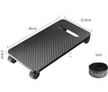 Orico black CPU floor stand with wheels holding a desktop tower vertically on a hard floor