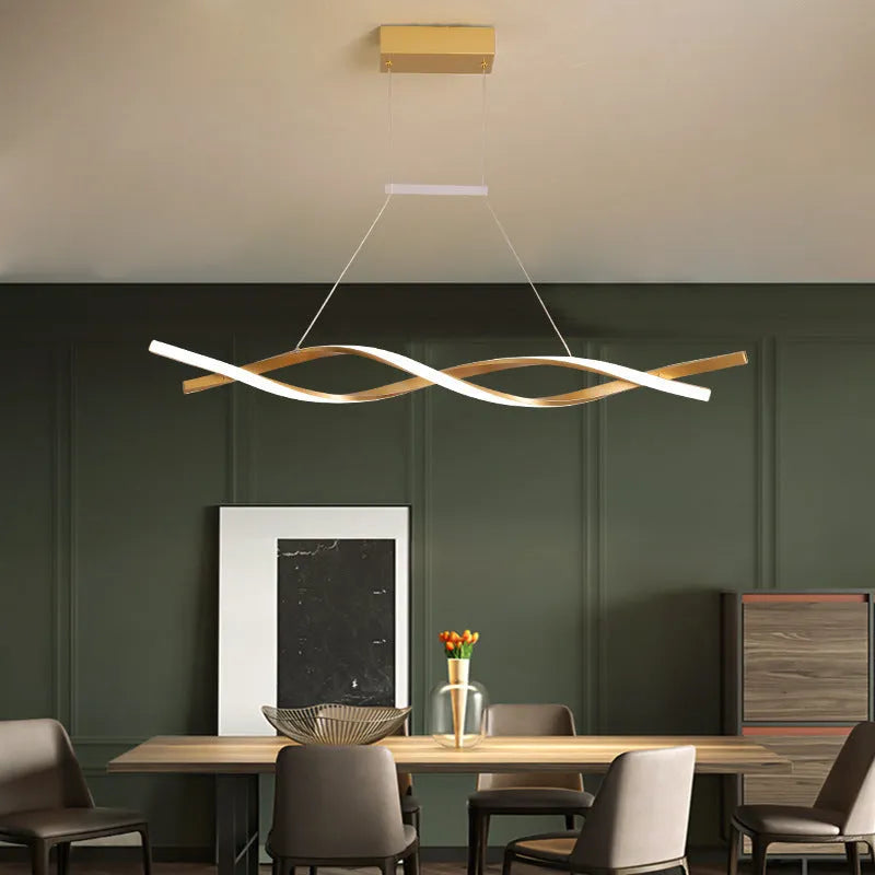 Nordic modern minimalist LED pendant light in gold finish with 32W, for living or dining room