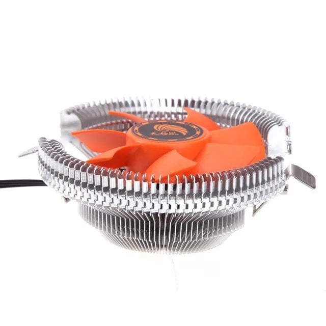 Orange PC CPU cooler cooling-fan with square design, 10.3 cm diameter, for Intel and AMD sockets
