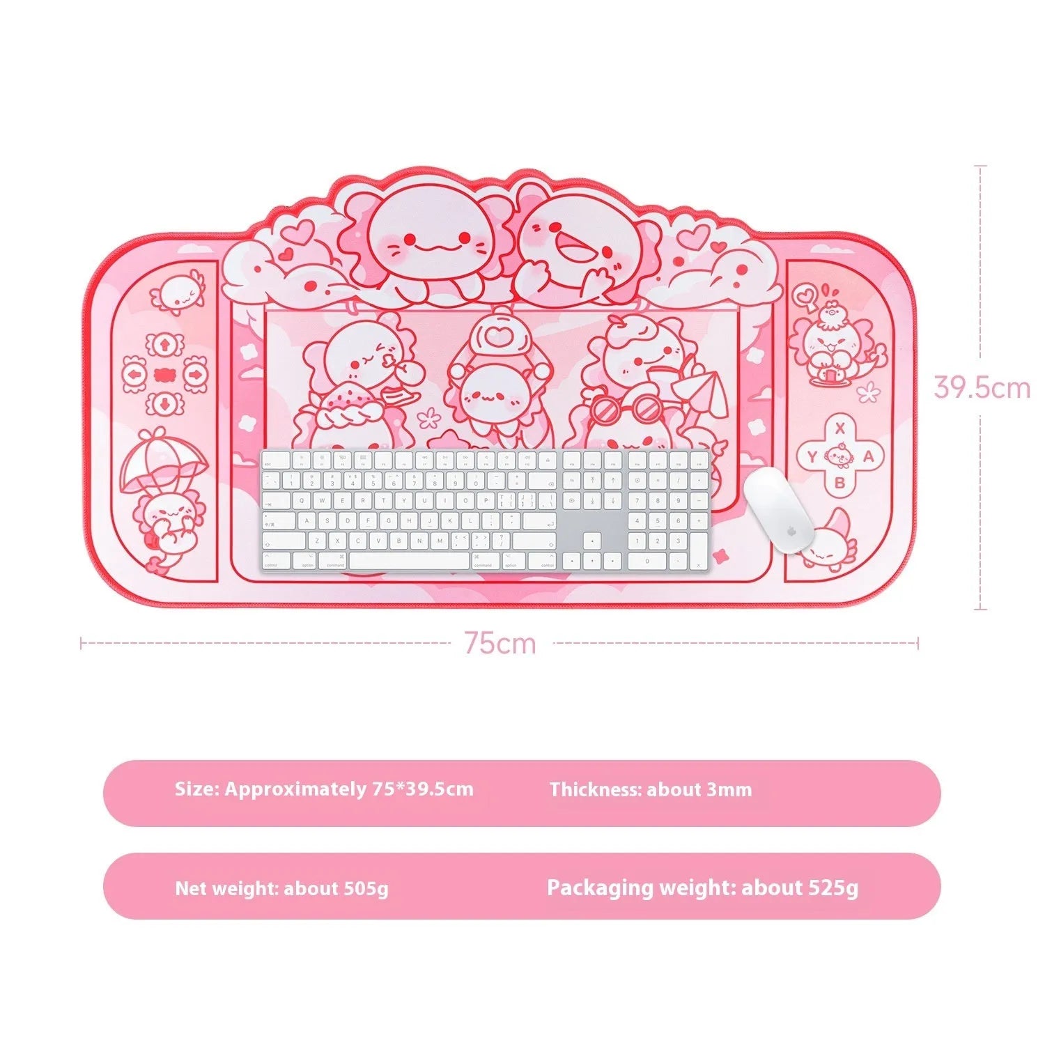 Hexagonal dragon crane machine patterned large gaming mouse pad measuring 75 by 40cm