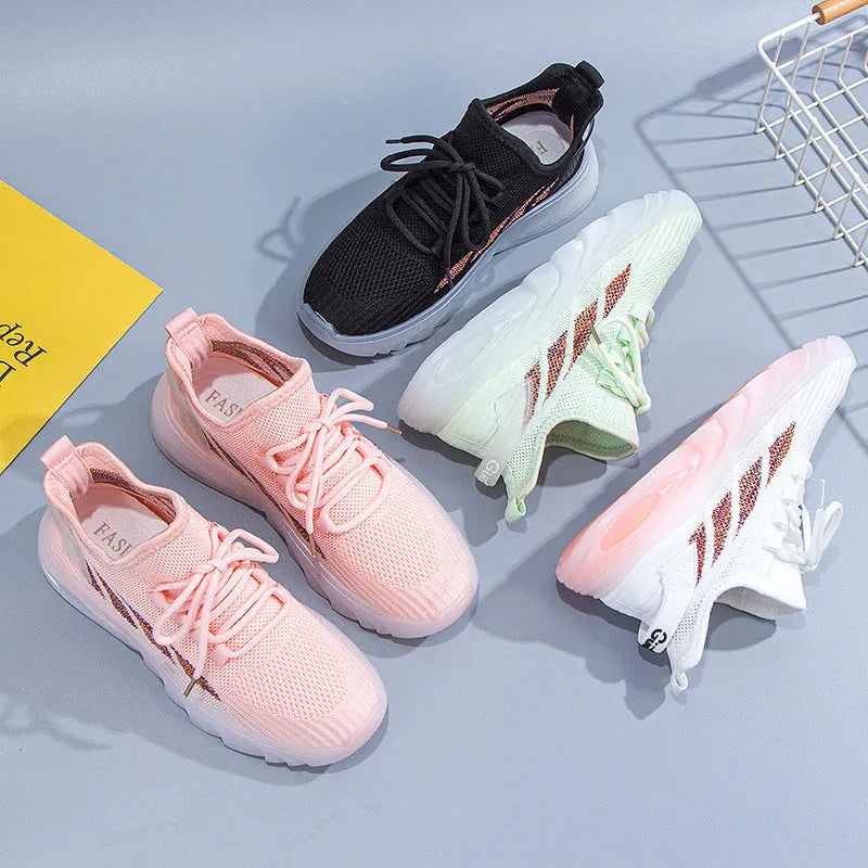 Women's cowhide leather sports casual shoes in white with a high top opening and flat injection-moulded sole.