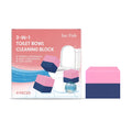 Four three-in-one toilet cleaning blocks with bicarbonate and citric acid formula
