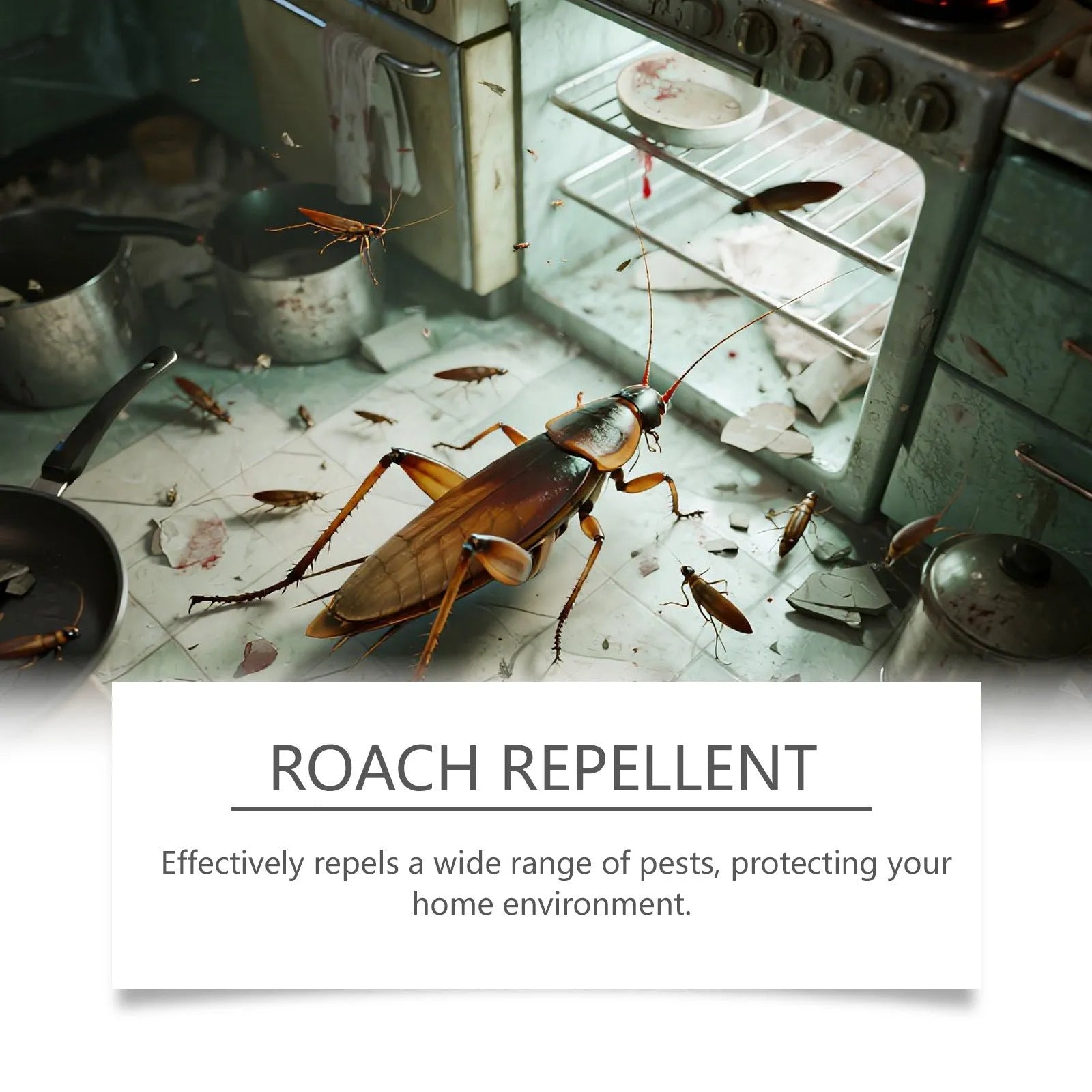 Cockroach control kit showing bait stickers and glue boards for indoor household pest management