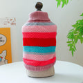 Colourful striped acrylic pet sweater for dogs and cats, five sizes XS to XL