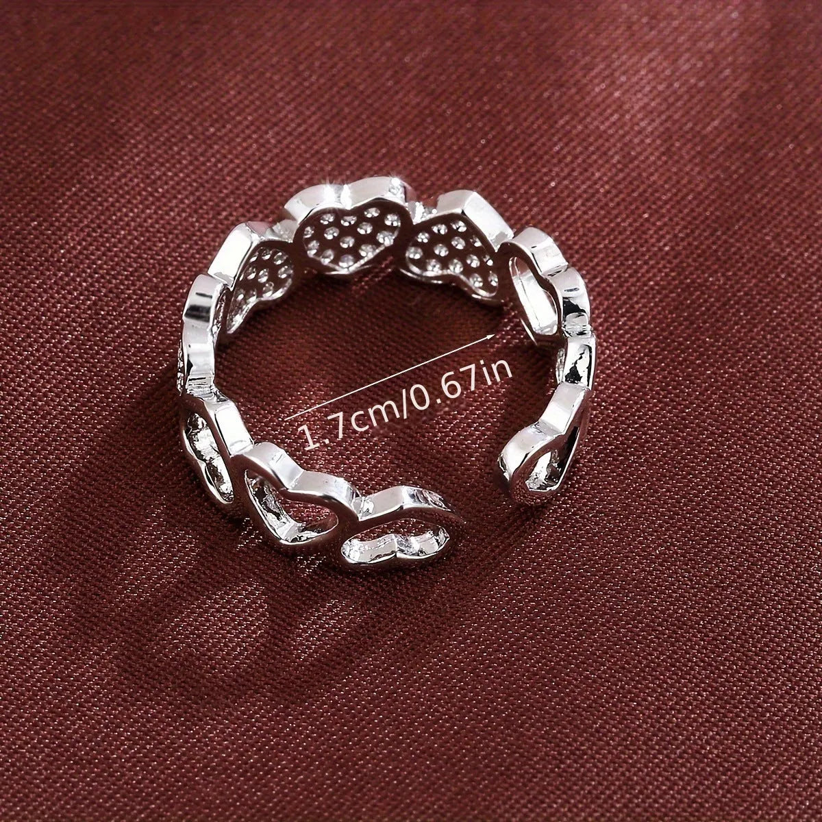 Adjustable opening couples ring with geometric heart design in gold colour